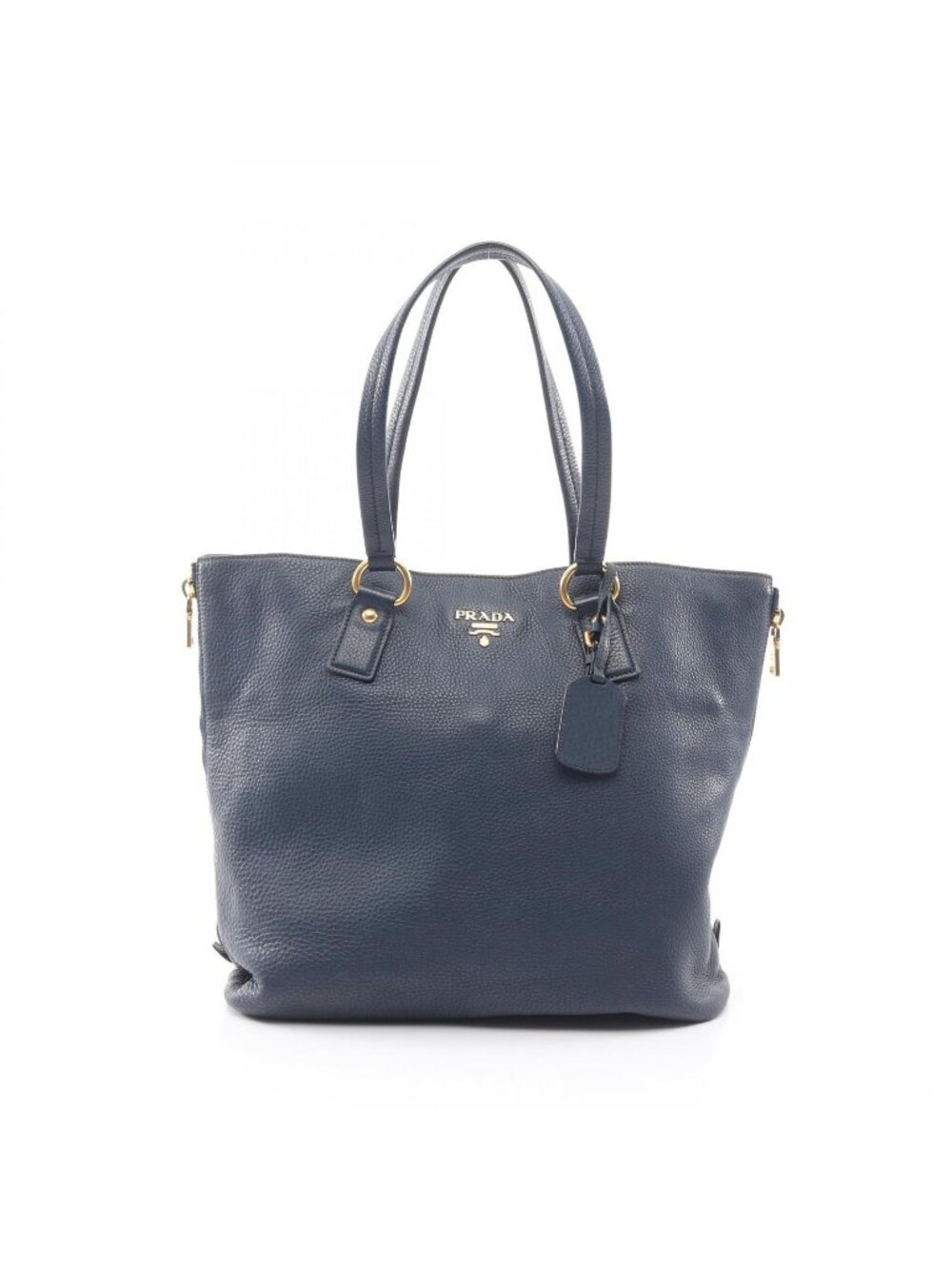 Prada Tote Side Zip Navy Leather - Picture 1 of 10